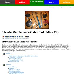 Bicycle Maintenance Guide and Riding Tips
