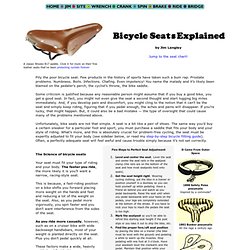 Bicycle Seats Bike Saddles Explained by Jim Langley