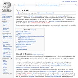 Définition wikipedia : Bien commun