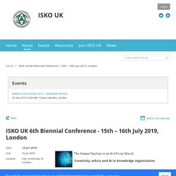 ISKO UK - ISKO UK 6th Biennial Conference - 15th – 16th July 2019, London