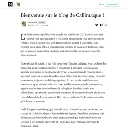Bienvenue sur le blog de Callimaque ! - Le monde de Callimaque