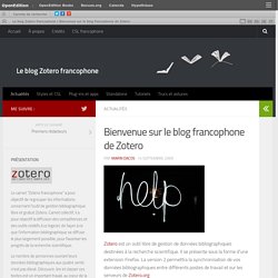 Bienvenue sur le blog francophone de Zotero