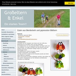 Eulen aus Bierdeckeln und gepressten Blättern - Tiere Basteln - Meine Enkel und ich - Made with schwedesign.de