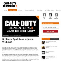 Big Black Ops 2 Leak or Just a Wishlist?