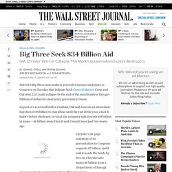 Big Three Seek $34 Billion Aid
