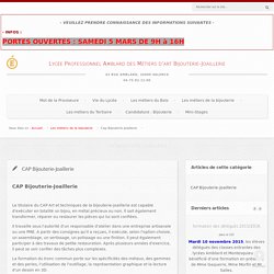 Cap Bijouterie-Joaillerie -Lycée Professionnel Amblard des Métiers d’art Bijouterie-Joaillerie