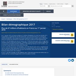 Bilan démographique 2017 - Insee Première - 1683