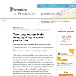Two Tongues, One Brain: Imaging Bilingual Speech Production