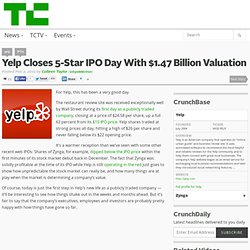 Yelp Closes 5-Star IPO Day With $1.47 Billion Valuation