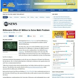 Billionaire Offers $1 Million to Solve Math Problem