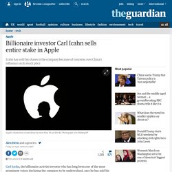 Billionaire investor Carl Icahn sells entire stake in Apple