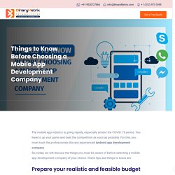Things to Know Before Choosing a Mobile App Development Company