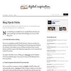 Bing Tips &amp; Tricks