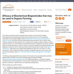 Efficacy of Biochemical Biopesticides that may be used in Organic Farming