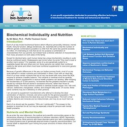 Biochemical Individuality and Nutrition