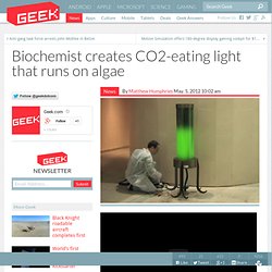 Biochemist creates CO2-eating light that runs on algae