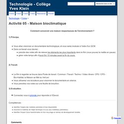 Activité 05 - Maison bioclimatique - Technologie - Collège Yves Klein