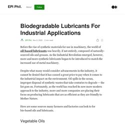 Biodegradable Lubricants For Industrial Applications
