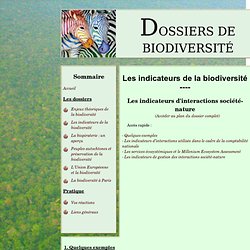 Dossiers de biodiversité - Indicateurs - Interactions société nature