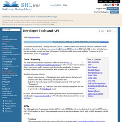 Biodiversity Heritage Library - Developer Tools and API