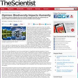 Opinion: Biodiversity Impacts Humanity