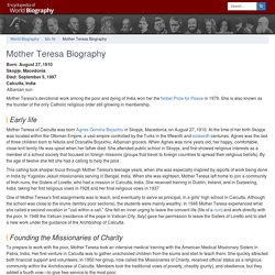 Mother Teresa Biography - life, family, children, story, school, old, information, born, time, year, sister