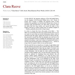 Biography: Sir Walter Scott on Clara Reeve