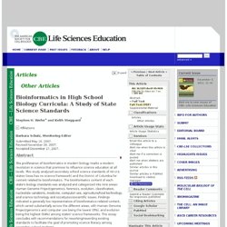 Bioinformatics in High School Biology Curricula: A Study of State Science Standards