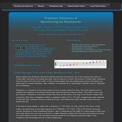 Harmoniques planétaires et Résonances neuro-biologiques