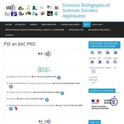 PSE en BAC PRO – Sciences Biologiques et Sciences Sociales Appliquées