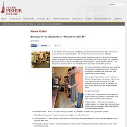 Biology Gives Students a “Minute to Win It” - St. John Fisher College
