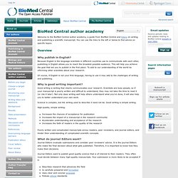 BioMed Central author academy