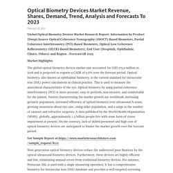 Optical Biometry Devices Market Revenue, Shares, Demand, Trend, Analysis and Forecasts To 2023 – Telegraph