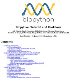 Biopython Tutorial and Cookbook