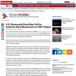 U.S. Biosecurity Panel Calls for Asilomar-Style Moratorium on H5N1 Papers