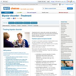 Bipolar disorder - Treatment