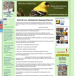 Bird Watching Life Lists - Keeping A Record
