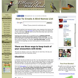 Bird Names List - Your Birding Life List