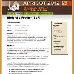 Birds of a Feather (BoF) - APRICOT 2012