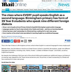 Birmingham primary has class where EVERY pupil speaks English as second language