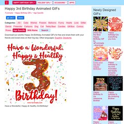Happy 3rd Birthday Animated GIFs - Download on Funimada.com