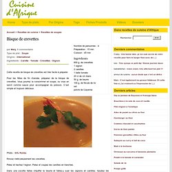 Bisque de crevettes, recette internationale, Recettes de cuisine d'Afrique