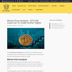 Bitcoin Price Analysis - BTCUSD Looks Set To Trade Further Higher