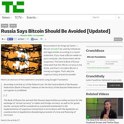 Russia Says Bitcoin Should Be Avoided [Updated]