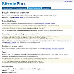 Bitcoin Miner for Websites - Bitcoin Plus