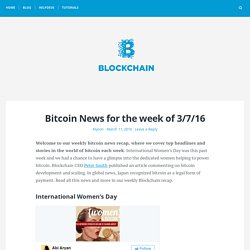 Bitcoin News for the week of 3/7/16