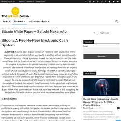 Bitcoin White Paper - Satoshi Nakamoto