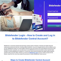Bitdefender Login - How to Create and Log in to Bitdefender Central Account?