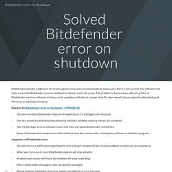 Bitdefender error on shutdown
