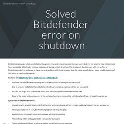 Bitdefender error on shutdown